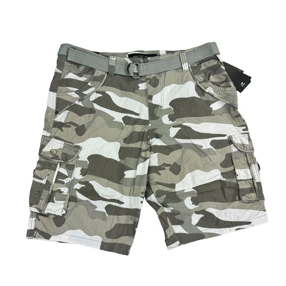 X-Ray Mens Belted D-Ring Camo Cargo Shorts Gray 44 - Picture 1 of 4